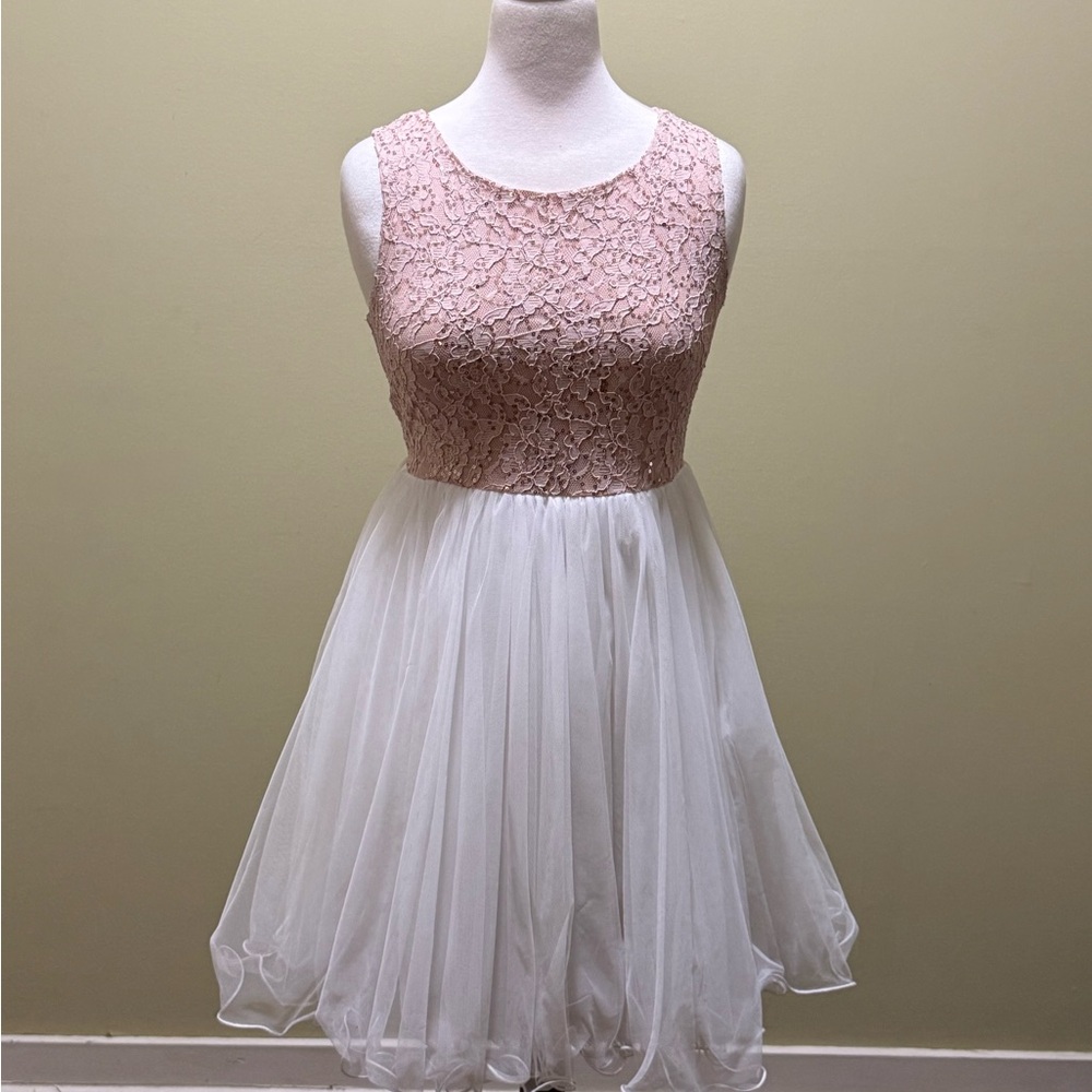 Speechless Sequin Lace Dress in Blush